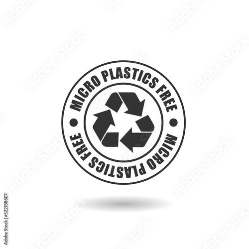 Micro plastics free icon. Zero plastic inside symbol with shadow