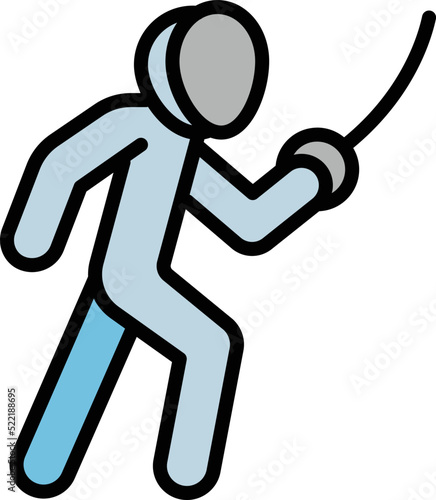 Kid fencer icon outline vector. Fencing sport. Rapier athlete