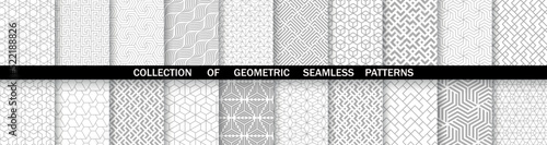 Geometric set of seamless gray and white patterns. Simpless vector graphics.