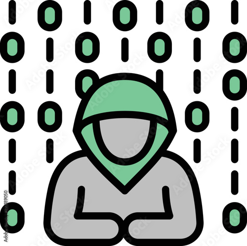 Digital hacker icon outline vector. Data internet. Virus fraud