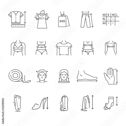 Dimensions and size charts of clothes and shoes