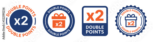Earn reward x2 point sign collection. Vector illustration. Business advertisement concept. photo