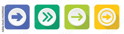 Set of next arrow icon on button design vector illustration.
