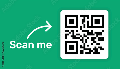 Scan me icon with QR code vector illustration. QR code for mobile app, payment and website.