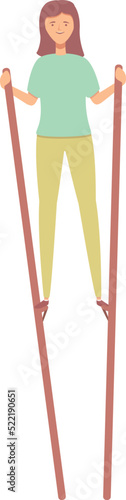 Girl stilt icon cartoon vector. Street leg. Festival artist