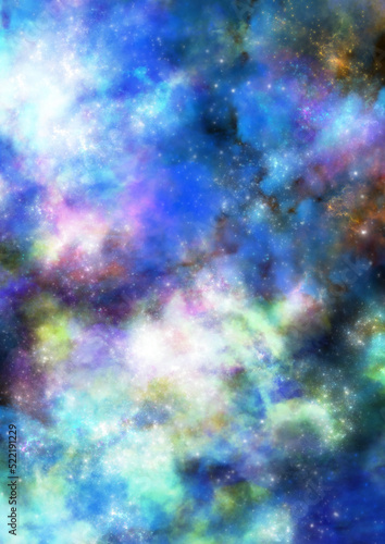 色とりどりの銀河のイラスト