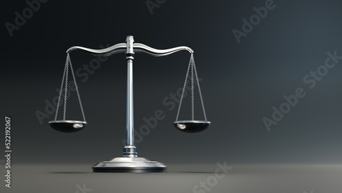 justice scale concept image, 3d rendering