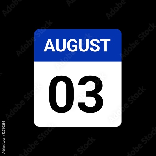 Calander icon showing date august ,03