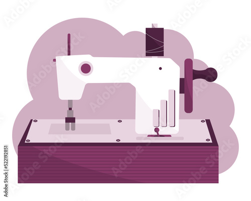 Flat vector illustration of sew machine icon
