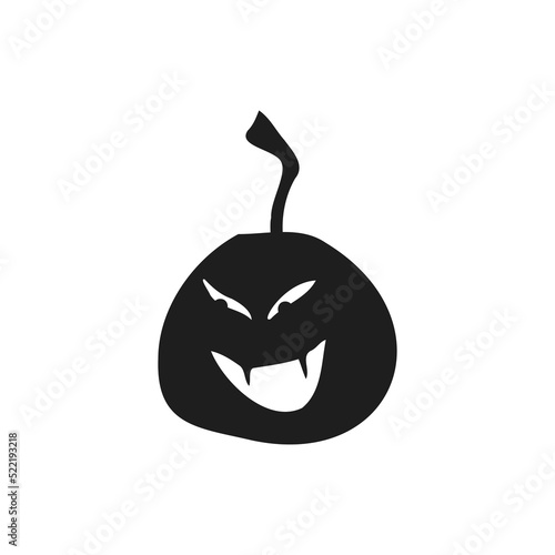 Halloween 2022 - October 31. A traditional holiday, the eve of All Saints Day, All Hallows Eve. Trick or treat. Vector illustration in hand-drawn doodle style. Pumpkin with its eyes and mouth cut out.