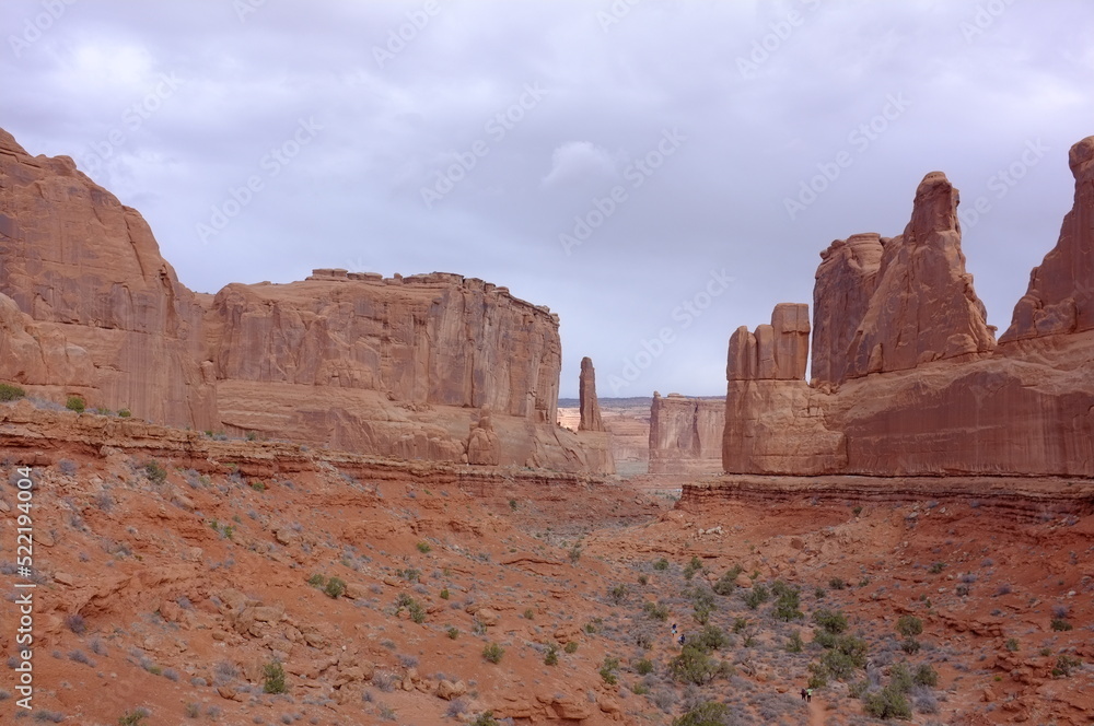 Photo of Park Avenue Trail on Arches Entrance Road in Arches National Park located in Moab, Utah, United States USA. Photo of Park Avenue Trail on Arches Entrance Road in Arches National Park located in Moab, Utah, United States USA.