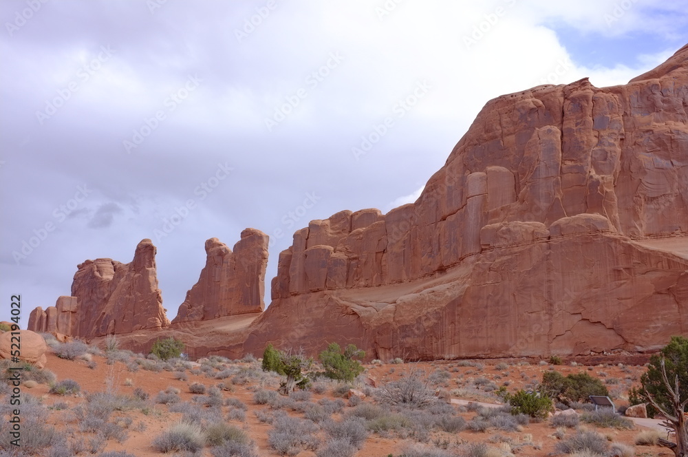 Photo of Park Avenue Trail on Arches Entrance Road in Arches National Park located in Moab, Utah, United States USA.