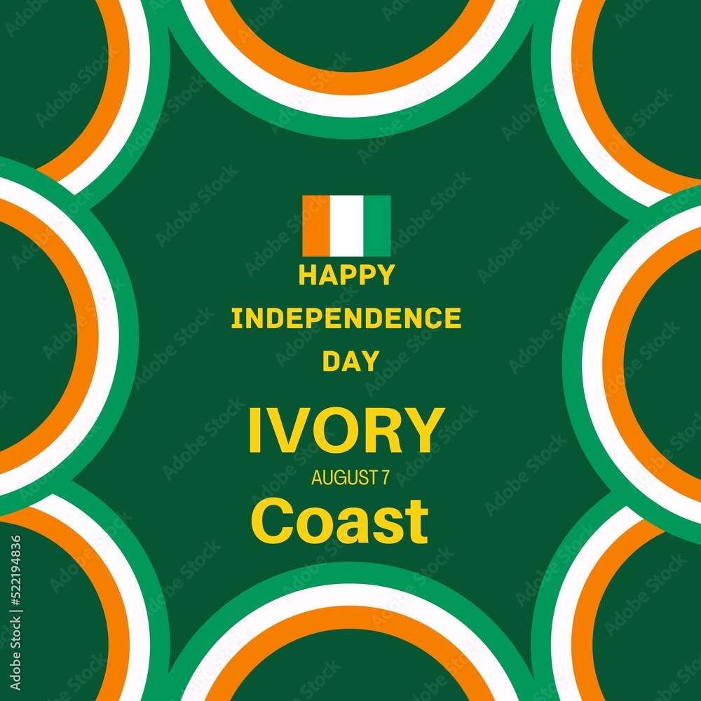 August 7th Happy Independence Day of Ivory coast poster design with ...
