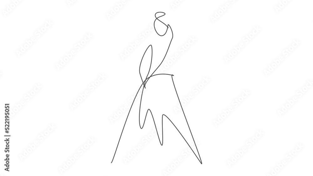 Animated self drawing of one continuous line drawing beauty woman ...