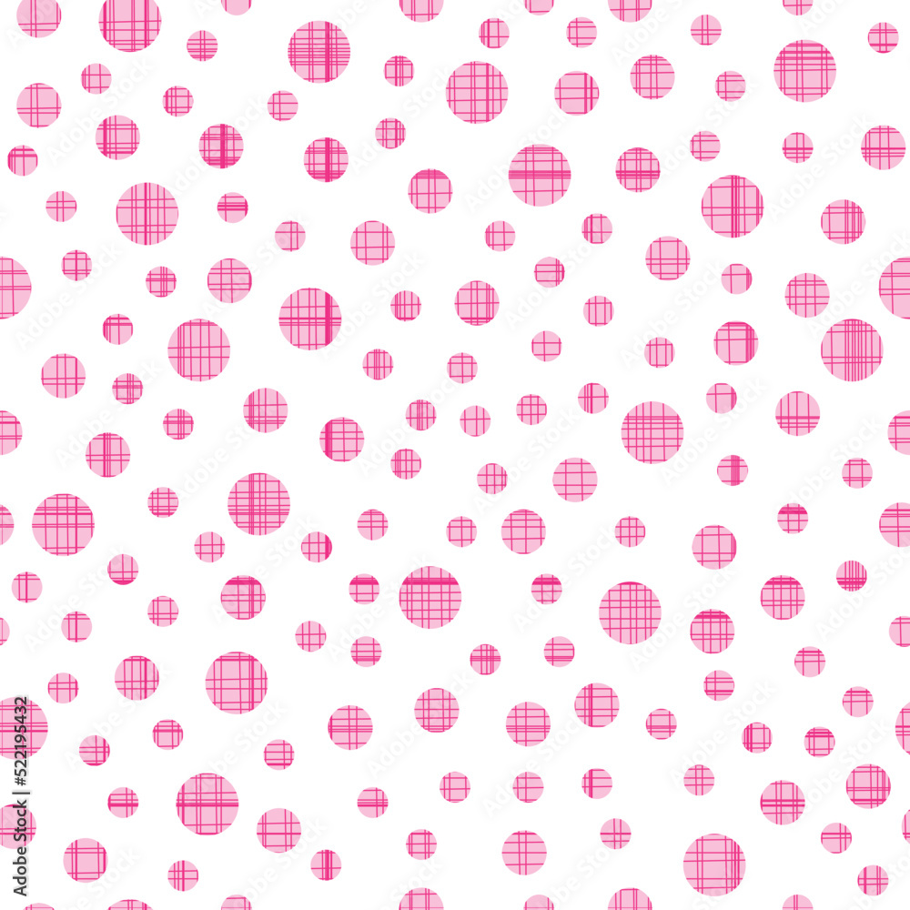 Pink striped polka dots vector repeat pattern design