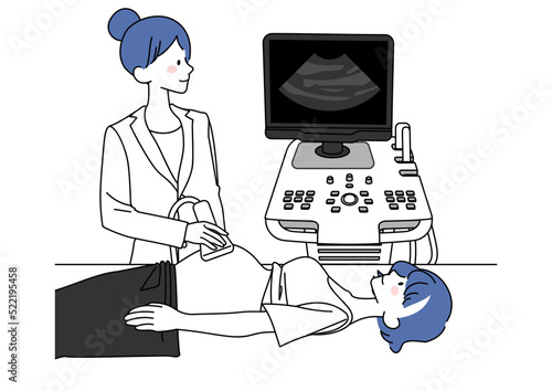 エコー検査を受ける妊婦
