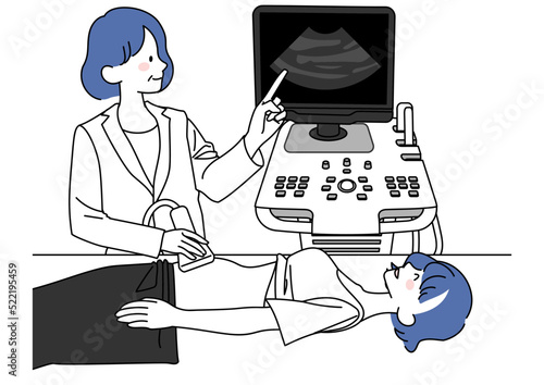 エコー検査を受ける妊婦