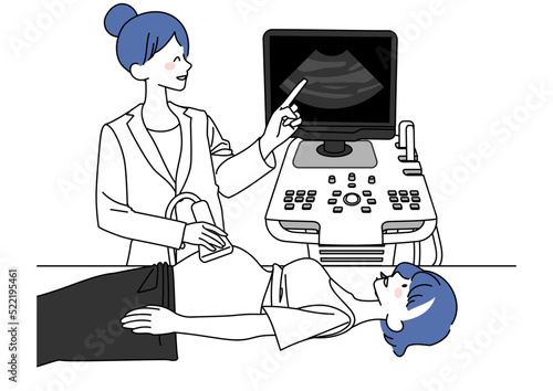 エコー検査を受ける妊婦