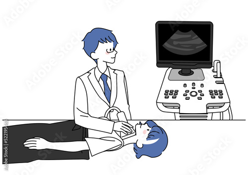 doctor performing ultrasound scan on patient clip art preview