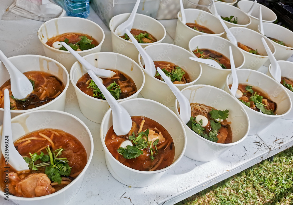 Thai style Fish Maw sticky soup with chicken piece and small egg