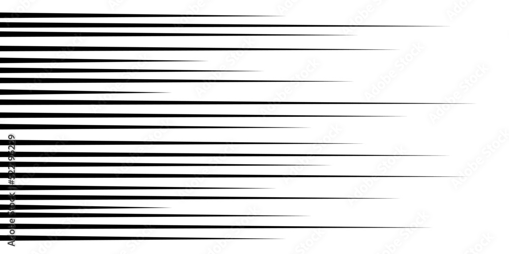 Horizontal speed lines for comic books. Manga, anime graphic speed striped texture. Horizontal fast motion lines for comic books. Vector illustration isolated on white background. Horizontal speed lines for comic books. Manga, anime graphic speed striped texture. Horizontal fast motion lines for comic books. Vector illustration isolated on white background.