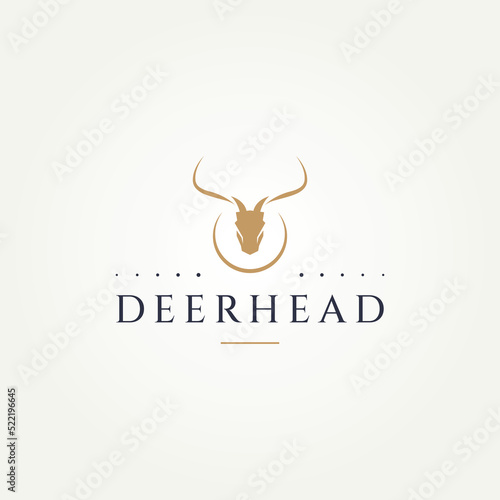 elegant golden deer head icon logo template vector illustration design. premium luxurious geometric deer antler horn logo concept