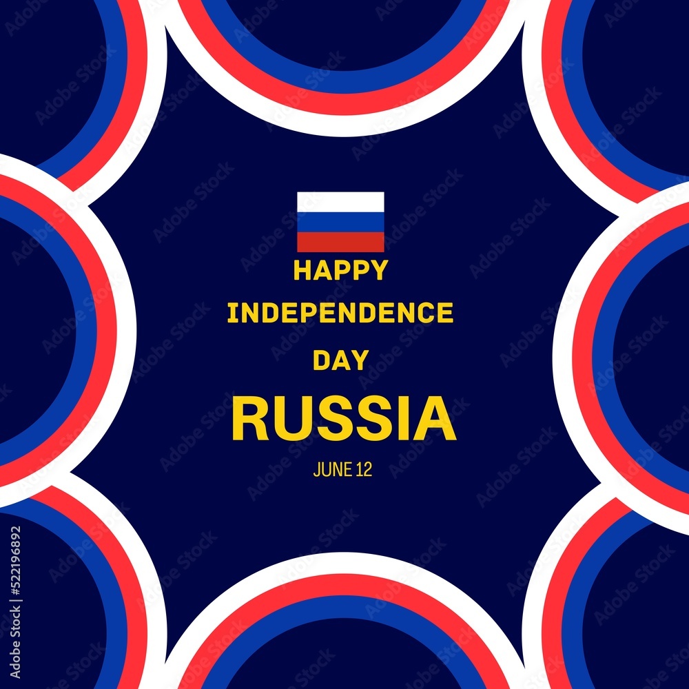 June 12th Happy Independence Day of Russia poster design with flag and ...