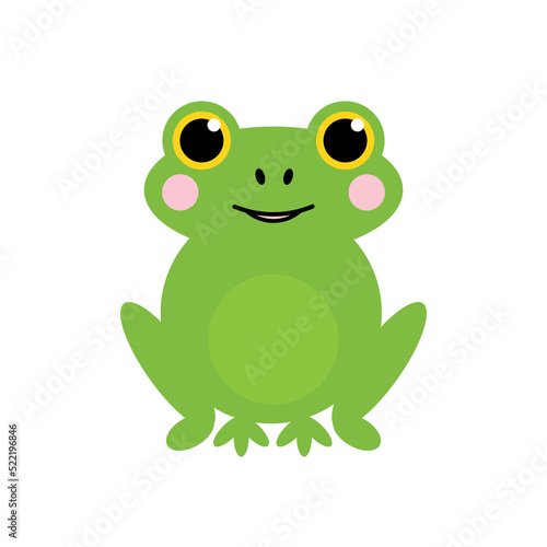 Cute and smiling cartoon style green frog vector icon, illustration.
