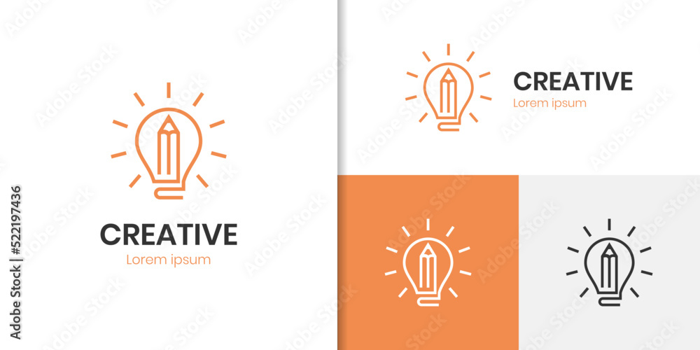 smart writer logo icon design with Light bulb and pencil Logo creativity for design smart writer logo icon design with Light bulb and pencil Logo creativity for design