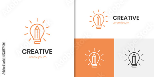 smart writer logo icon design with Light bulb and pencil Logo creativity for design