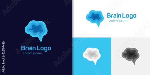 creative brain color logo. genius smart symbol design. abstract brain logo elements