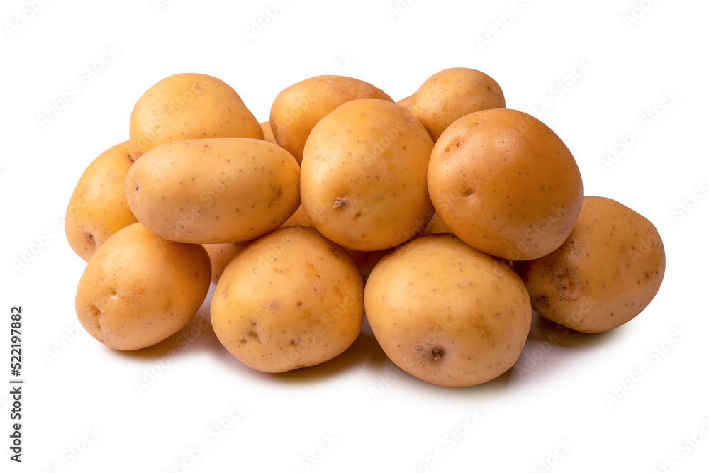 A group of fresh tasty potato isolated on white background. A group of fresh tasty potato isolated on white background.