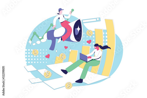 Marketing and sales Illustration concept, Affiliate Marketing vector art, digital marketing 