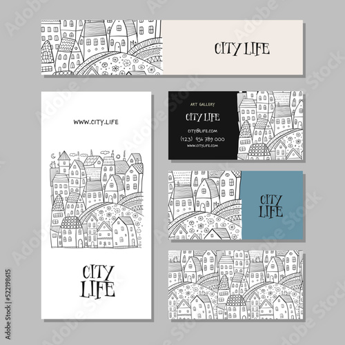 Vintage old city, cute houses. Concept art for your business. Creative ideas ...