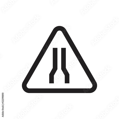 Warning sign narrow road icon design. vector illustration