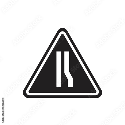 Warning sign narrow road icon design. vector illustration