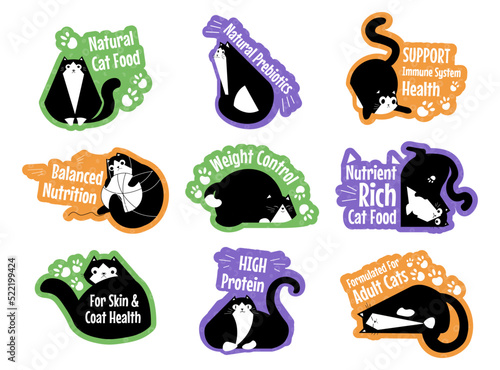 Natural cat food sticker set, tag design