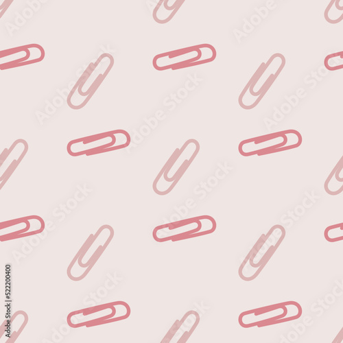 Seamless vector paper clip pattern. Stylish fasten objects background for fabric, textile, cover etc.