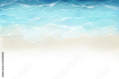 A Blue Sea with a lot of Ocean Wave. Watercolor Style Artwork Background. Book Illustration. Video Game Scene. Serious Digital Painting. CG Artwork Background. 