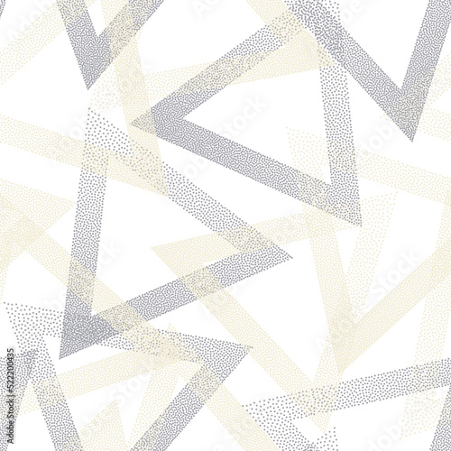 Geometric dotwork triangles vector seamless pattern design.