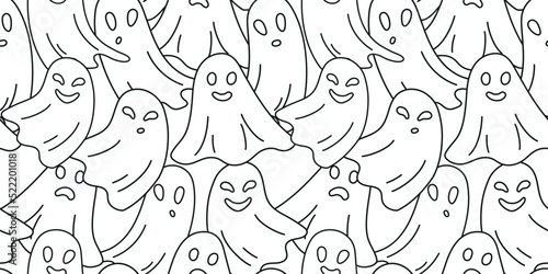 Seamless pattern with funny ghosts for Halloween. Scary vector illustration. Festive decor. cute halloween spirit