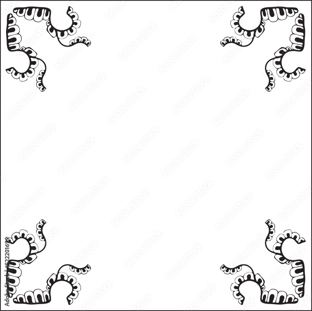 Black and white ornamental border for greeting cards, banners, invitations. Isolated vector illustration. Oriental style. Black and white ornamental border for greeting cards, banners, invitations. Isolated vector illustration. Oriental style.