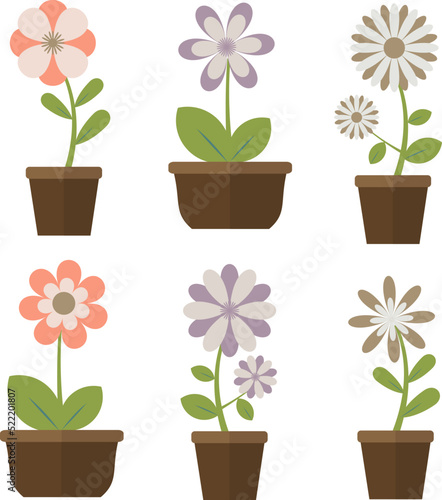 Set of home plants. Illustration in doodle style. For banner, card, greeting. Editable vector EPS8.