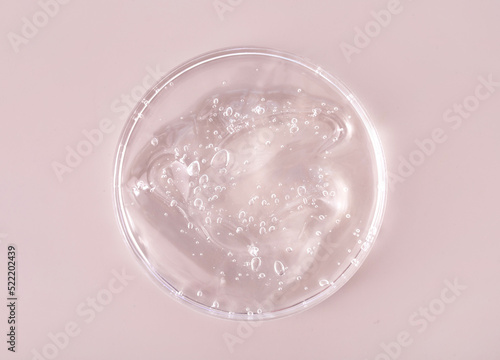 texture gel closeup in petri dish on a beige background 