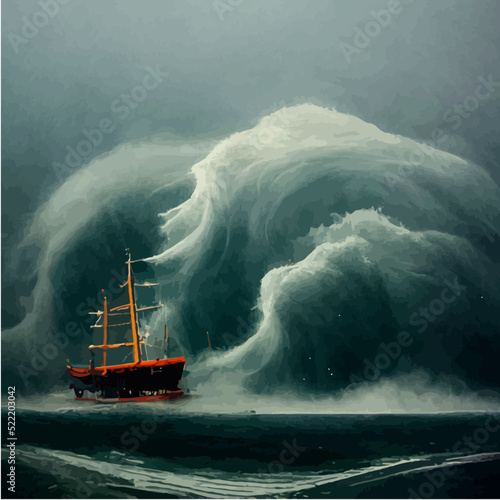 ship ocean storm 