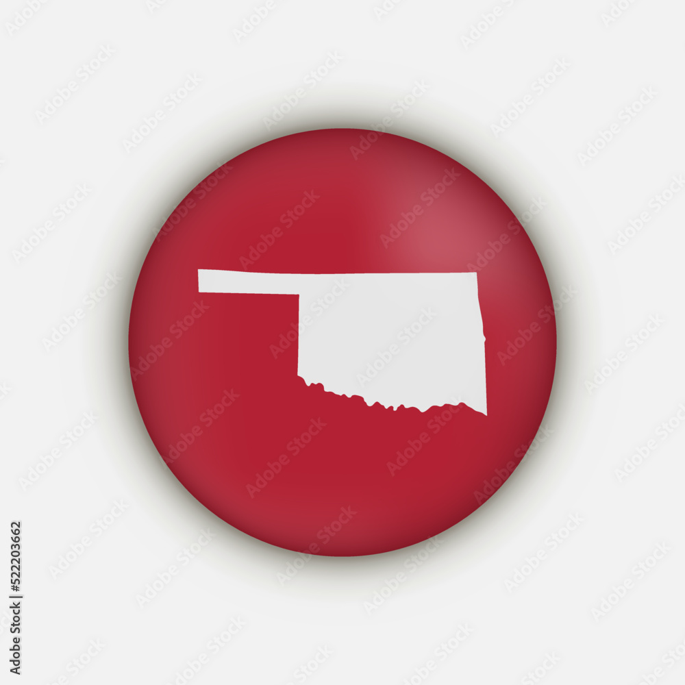 Oklahoma state circle map with shadow Oklahoma state circle map with shadow