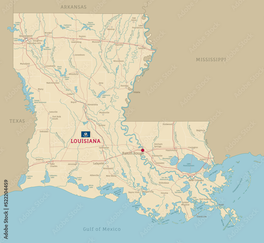 Road Map Of Louisiana US American Federal State Editable Highly 1000 F 522204459 1fPwbr5uxNZW07wpiQjJQjGh11ADam3X