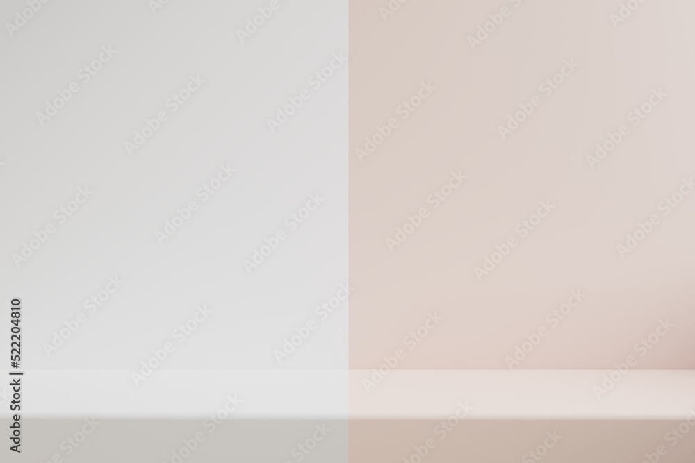 Studio with white and pink background.3d rendering. Studio with white and pink background.3d rendering.