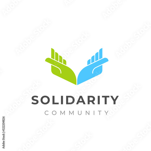 people care and solidarity logo design. Hand care logo