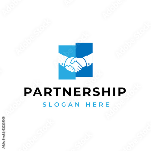 Handshake and partnership logo design template. Best deal logo design